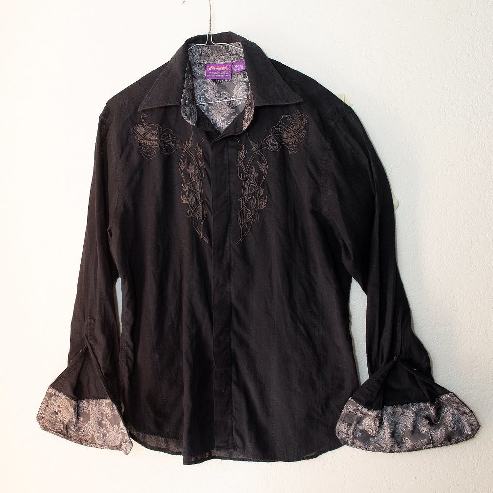 Jimi Hendrix Collectible Men's Shirt Long Sleeve Black and Silver